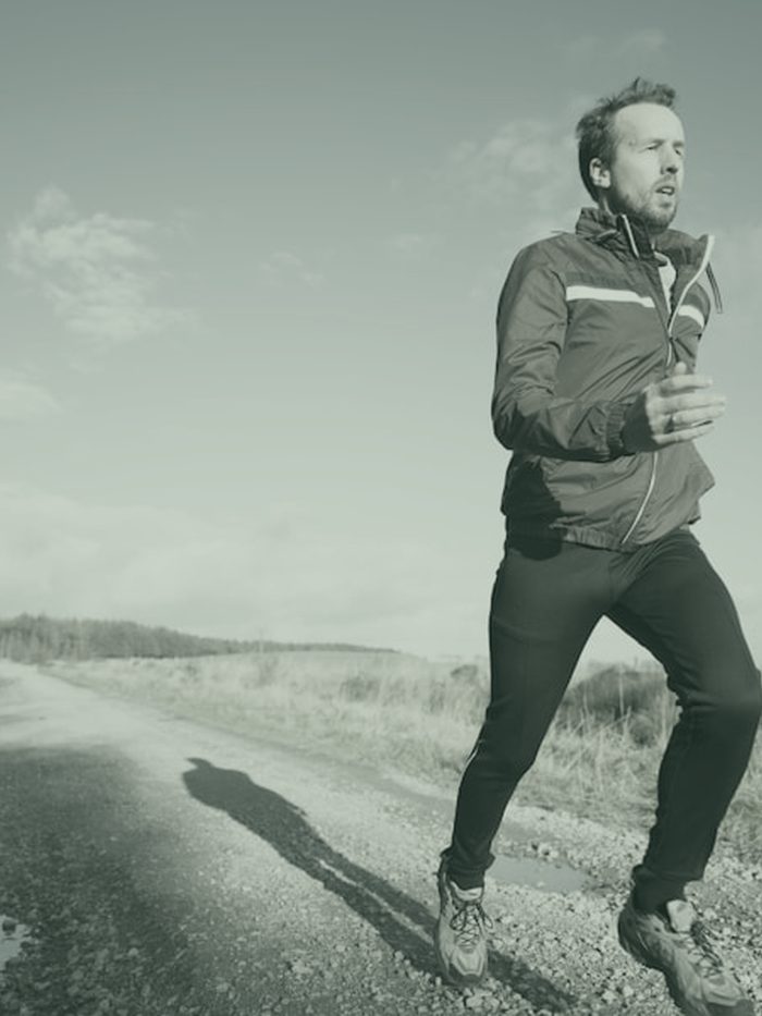 A man running outdoors